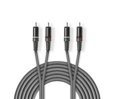 Nedis Stereo Audio kabel 2x RCA (M) - 2x RCA (M) 3.00 m tmavě šedá