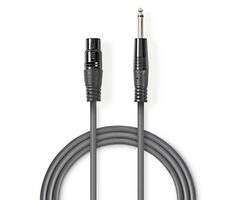 Nedis Nevyvážený Audio Cable XLR 3kolíková (F) - jack 6.35 mm (M) 5.00 m tmavě šedá