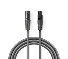 Nedis Vyvážený Audio kabel XLR 3pinový (M) - XLR 3kolíková (F) 1.50 m tmavě šedá