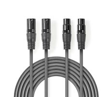 Nedis Vyvážený Audio kabel 2x XLR 3pinový (M) - 2x XLR 3pinová (F) 1.50 m tmavě šedá 