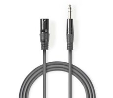 Nedis Vyvážený Audio kabel XLR 3pinový (M) - jack 6.35 mm (M) 3.00 m tmavě šedá