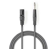 Nedis Vyvážený Audio kabel XLR 3pinový (M) - jack 6.35 mm (M) 5.00 m tmavě šedá 