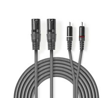 Nedis Vyvážený Audio kabel 2x XLR 3pinový (M) - 2x RCA (M) 1.50 m tmavě šedá
