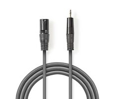 Nedis Vyvážený Audio kabel XLR 3pinový (F) - jack 3.5 mm (M) 3.00 m tmavě šedá