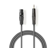 Nedis Vyvážený Audio kabel XLR 3kolíková (F) - jack 3.5 mm (M) 1.00 m tmavě šedá