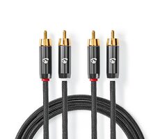 Nedis Stereo Audio kabel 2x RCA (M) - 2x RCA (M) 1.00 m šedá 