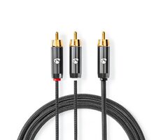Nedis Kabel k subwooferu RCA (M) - 2x RCA (M) 3.00 m šedá 