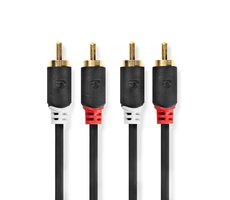 Nedis Stereo Audio kabel 2x RCA (M) - 2x RCA (M) 0.50 m antracit 