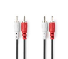 Nedis Stereo Audio kabel 2x RCA (M) - 2x RCA (M) 5.00 m černá 