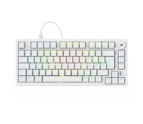 Sharkoon Skiller SGK25 bílá / herní klávesnice / mechanická / Hunao Red / RGB / Hot-Swap / USB-C / 1.8m / DE Layout