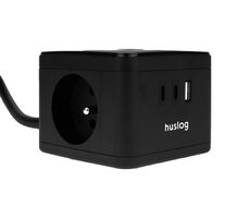 Huslog nabíjecí stanice 12W černá / 2x zásuvka / 2x USB-C / 1x USB-A