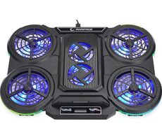 Rampage PROTE R6 šedá / chladící podložka / pro notebooky 10 - 17" / 6x ventilátor / stojánek na mobil / RGB