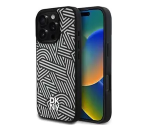 DKNY PU Leather Crosswalk Pattern Magsafe Zadní Kryt pro iPhone 16 Pro Ivory