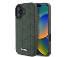 DKNY PU Leather Grid Pattern Magsafe Zadní Kryt pro iPhone 16 Green