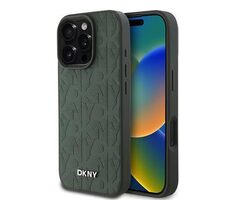 DKNY PU Leather Grid Pattern Magsafe Zadní Kryt pro iPhone 16 Pro Green