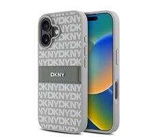 DKNY PU Leather Repeat Pattern Tonal Stripe Zadní Kryt pro iPhone 16 Beige
