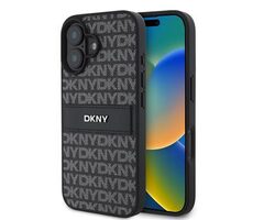 DKNY PU Leather Repeat Pattern Tonal Stripe Zadní Kryt pro iPhone 16 Black