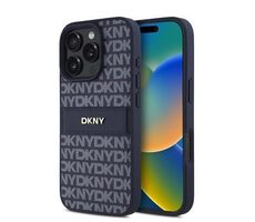 DKNY PU Leather Repeat Pattern Tonal Stripe Zadní Kryt pro iPhone 16 Pro Blue