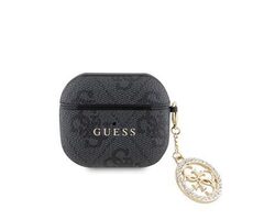 Guess 4G Script PC/PU Charm Pouzdro pro AirPods 3 Black