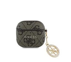 Guess 4G Script PC/PU Charm Pouzdro pro AirPods 4 Brown