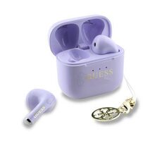Guess Classic Logo Charm TWS Bezdrátová Sluchátka Purple