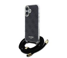 Guess IML 4G Printed Crossbody Popruh Zadní Kryt pro iPhone 16 Black