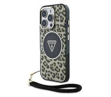 Guess IML Leopard Triangle Logo Strap MagSafe Zadní Kryt pro iPhone 16 Pro Brown