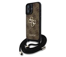 Guess PU 4G Metal Logo Crossbody Popruh Zadní Kryt pro iPhone 16 Brown