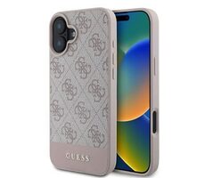 Guess PU 4G Stripe Zadní Kryt pro iPhone 16 Pink