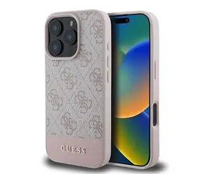 Guess PU 4G Stripe Zadní Kryt pro iPhone 16 Pro Pink
