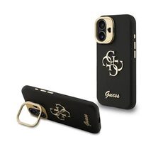 Guess PU Grained 4G Logo Stand Camera Frame Zadní Kryt pro iPhone 16 Black