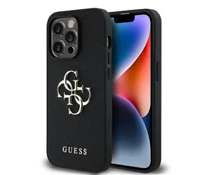 Guess PU Grained 4G Metal Logo Zadní Kryt pro iPhone 13 Pro Black