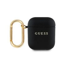 Guess PU Grained Classic Logo Pouzdro pro AirPods 1/2 Black