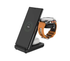 FIXED Stojánek Powerstation pro Garmin s bezdrátovým nabíjením až pro 3 zařízení 15W+5W+2.5W černý