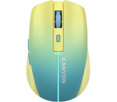CANYON CNS-CMSW44UA žlutomodrá / optická bezdrátová myš / 800/1200/1600 dpi / 8 tlačítek / BT+2.4GHz / 500mAh 
