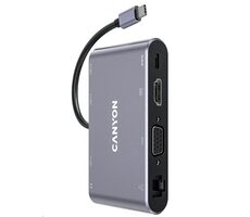 CANYON CNS-TDS14 replikátor portů / 1xUSB-C PD 100W / 1xHDMI (4K) / VGA / 3xUSB-A 3.0 / RJ45 / 3.5mm jack
