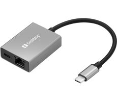 Sandberg USB-C Gigabit adaptér šedá / RJ45 & USB-C PD 100W