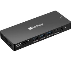 Sandberg USB-C 13v1 dokovací stanice černá / HDMI & DP & VGA & USB & SD & Ethernet (100 W)