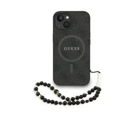 Guess PU Leather 4G Colored Ring Strap MagSafe Zadní Kryt pro iPhone 15 Black