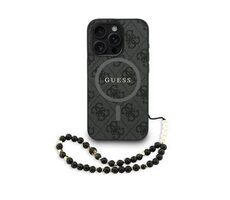 Guess PU Leather 4G Colored Ring Strap MagSafe Zadní Kryt pro iPhone 15 Pro Max Black