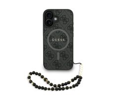 Guess PU Leather 4G Colored Ring Strap MagSafe Zadní Kryt pro iPhone 16 Black