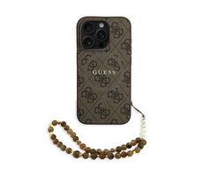 Guess PU Leather 4G Colored Ring Strap MagSafe Zadní Kryt pro iPhone 15 Pro Max Brown