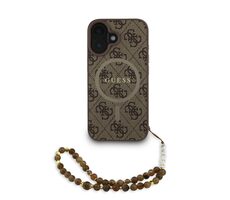 Guess PU Leather 4G Colored Ring Strap MagSafe Zadní Kryt pro iPhone 16 Brown