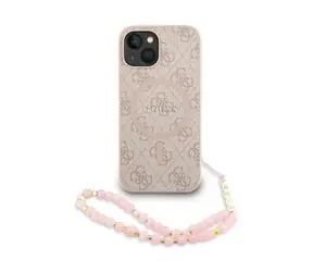 Guess PU Leather 4G Colored Ring Strap MagSafe Zadní Kryt pro iPhone 15 Pink
