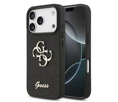Guess PU Fixed Glitter 4G Metal Logo Zadní Kryt pro iPhone 17 Pro Black