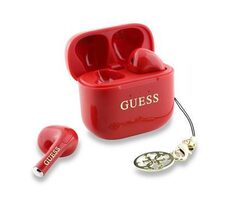 Guess Classic Logo Charm TWS Bezdrátová Sluchátka Red