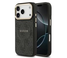 Guess PU Leather 4G Gold Frame MagSafe Zadní Kryt pro iPhone 17 Pro Black