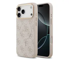 Guess PU Leather 4G Gold Frame MagSafe Zadní Kryt pro iPhone 17 Pro Max Pink