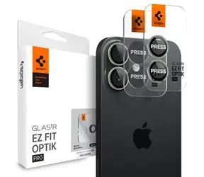 Spigen Glass tR EZ Fit Optik Pro 2 Pack ochranné sklo na čočku fotoaparátu pro Apple iPhone 17 zelená