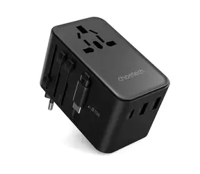 Choetech PD5022 Síťová cestovní GaN nabíječka EU/US/AUS/UK černá / 70W / USB-A / USB-C